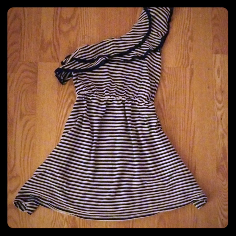 Rewind Blue & White Striped Dress